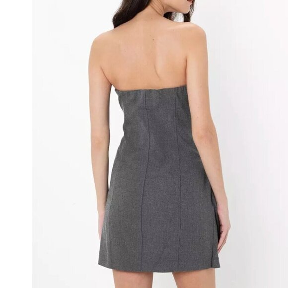 Zara Strapless Mini Dress NWT Grey Size Medium - Picture 4 of 10